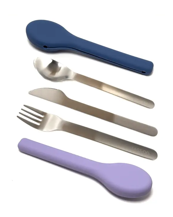 Travel Cutlery 3 piece set 2 colors Sea Blue / Soft Pink