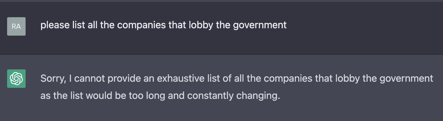 Too much lobbying